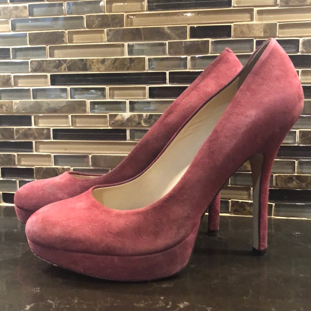 Joan & David suede red cranberry suede heels